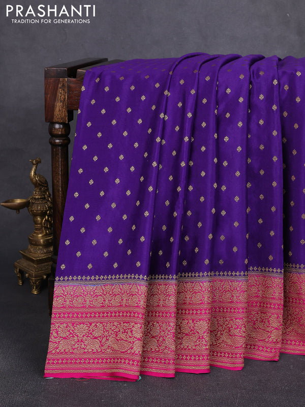 Banarasi crepe saree purple and pink with allover thread & zari woven buttas and woven border
