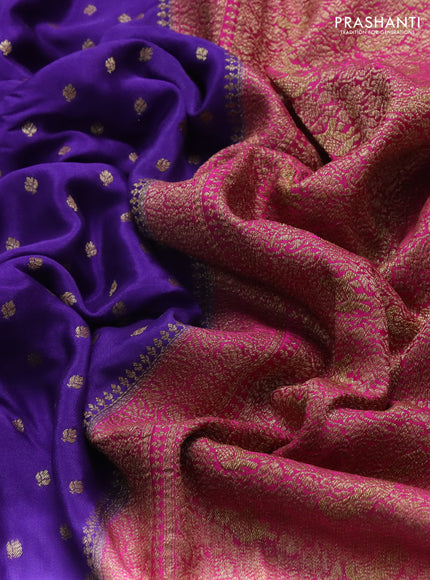 Banarasi crepe saree purple and pink with allover thread & zari woven buttas and woven border