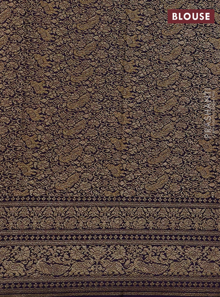 Banarasi crepe saree green and violet with allover thread & zari woven buttas and woven border