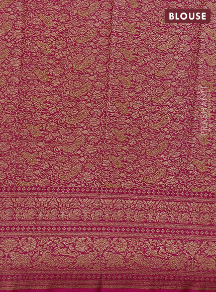 Banarasi crepe saree navy blue and orange & pink with allover thread & zari woven buttas and long woven border