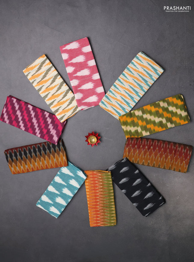Ikat cotton blouse bits multi colour and muliti design Pack of 10