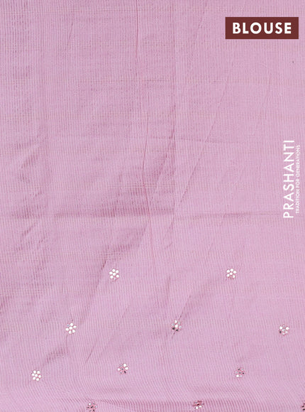 Pure tussar silk saree light pink with allover thread weaves and mirror embroidery work border