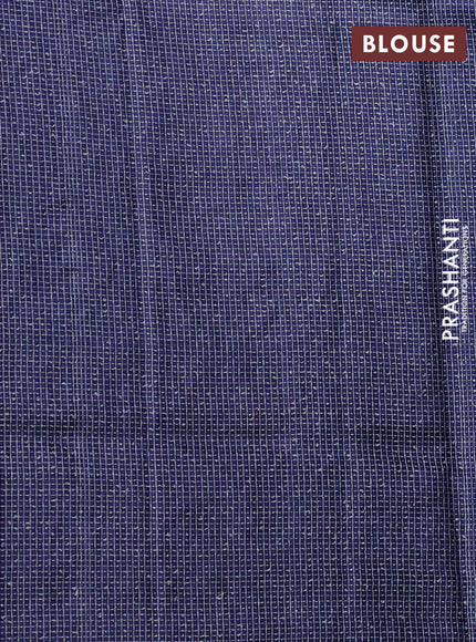 Pure tussar silk saree navy blue with allover embroidery work and thread woven border