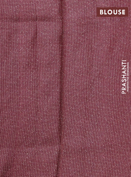 Pure tussar silk saree maroon with allover embroidery work and thread woven border