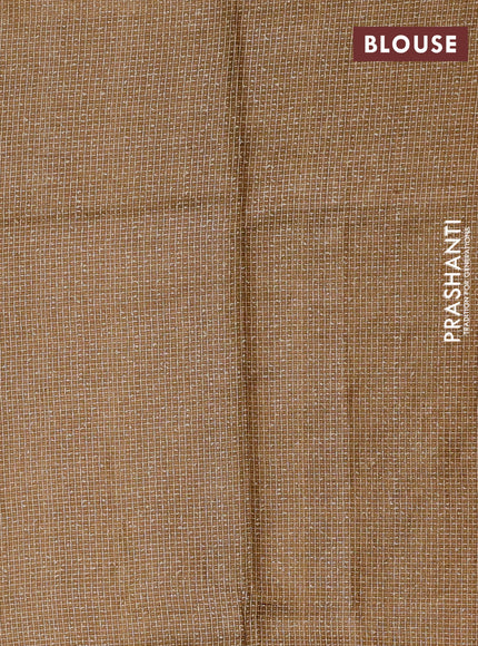 Pure tussar silk saree dark mustard with allover embroidery work and thread woven border