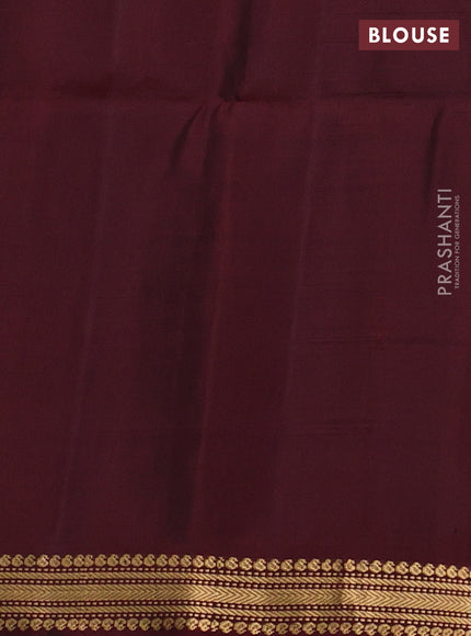 Pure soft silk saree bottle green and deep maroon with zari woven buttas and small zari woven border