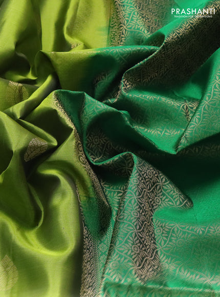 Pure soft silk saree mehendi green and green with zari woven buttas and small zari woven border