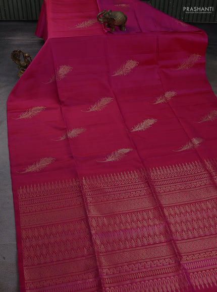 Pure soft silk saree pink with allover zari woven buttas in borderless style
