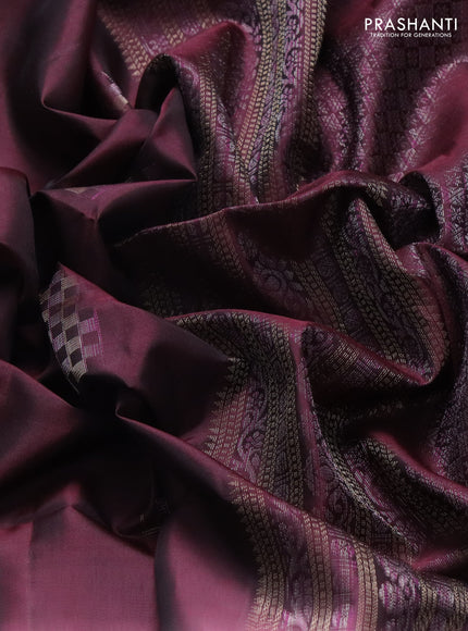 Pure soft silk saree deep maroon with allover box type zari woven buttas in borderless style
