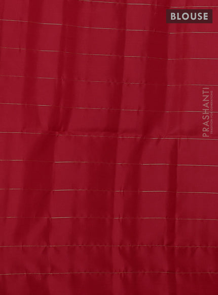 Pure soft silk saree red with allover zari checks & buttas in borderless style