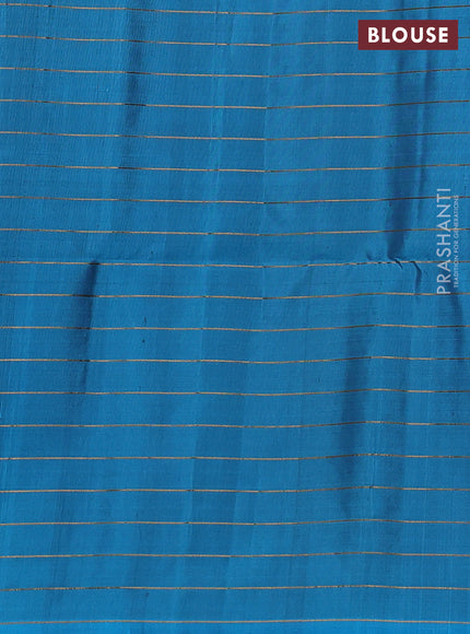 Pure soft silk saree coffee brown and cs blue with allover zari checks & buttas and piping border