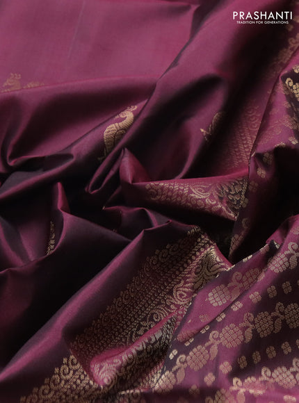 Pure soft silk saree wine shade with zari woven annam buttas and zari woven border