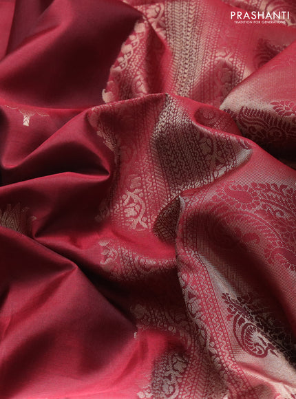 Pure soft silk saree maroon with zari woven floral buttas and zari woven border
