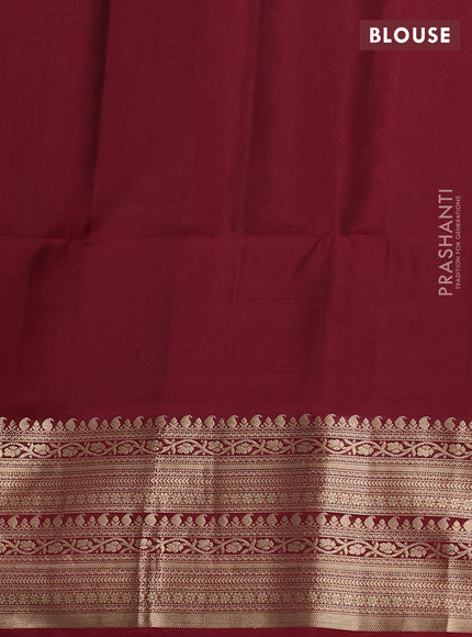 Pure soft silk saree elaichi green and maroon with zari woven floral buttas and zari woven border