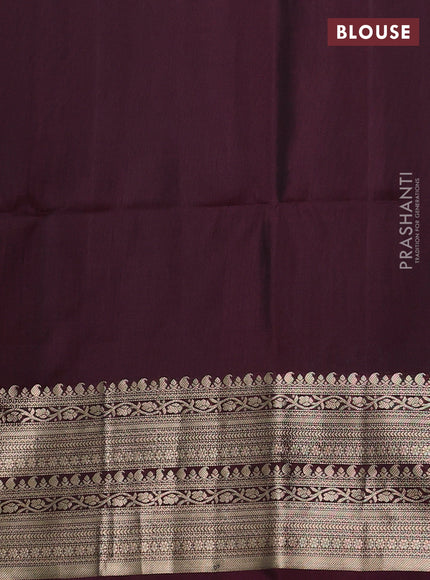 Pure soft silk saree peacock blue and wine shade with zari woven floral buttas and zari woven border