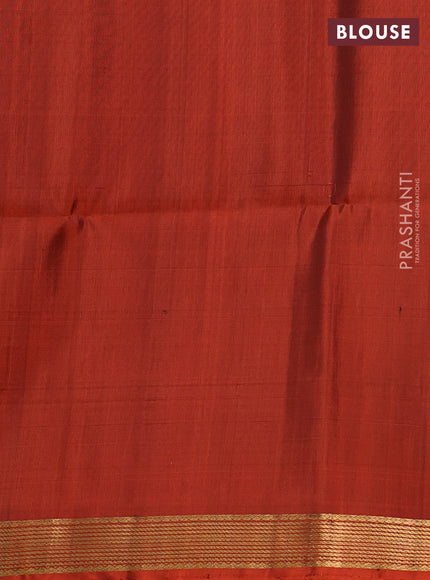 Pure soft silk saree violet and rustic orange with zari woven buttas and zari woven border