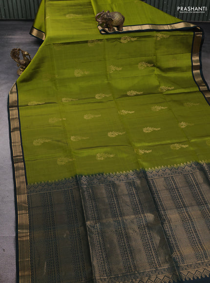 Pure soft silk saree mehendi green and bottle green with zari woven buttas and zari woven border