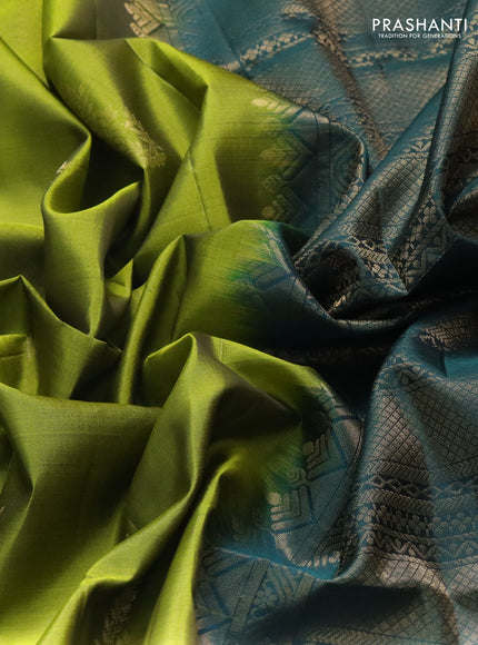 Pure soft silk saree mehendi green and bottle green with zari woven buttas and zari woven border