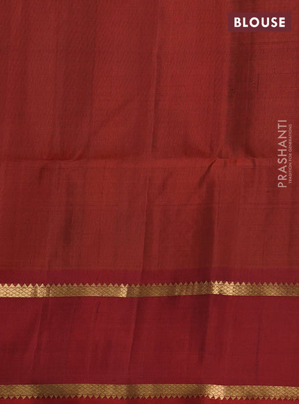 Pure soft silk saree deep jamun and rust shade with allover zari stripe pattern and rettapet zari woven border