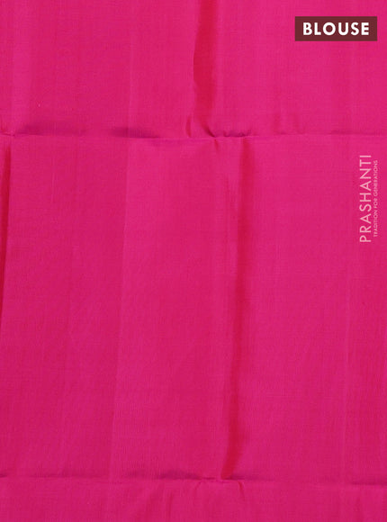 Pure soft silk saree pink with allover zari woven buttas and long temple design zari woven border