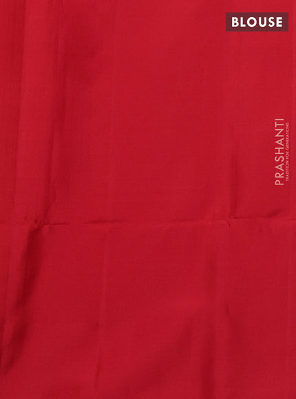 Pure soft silk saree red with allover zari woven buttas and long temple design zari woven border