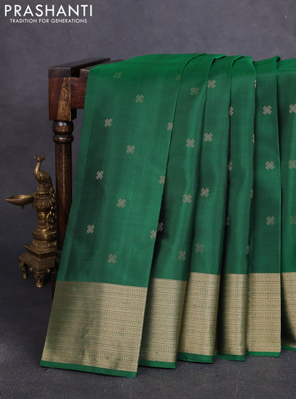 Pure soft silk saree green with zari woven buttas and zari woven border