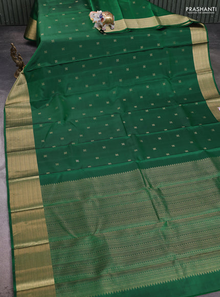 Pure soft silk saree green with zari woven buttas and zari woven border