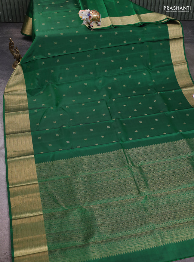 Pure soft silk saree green with zari woven buttas and zari woven border
