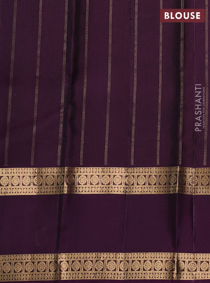 Pure soft silk saree purple and dark purple with allover zari stripe pattern and rettapet zari woven border
