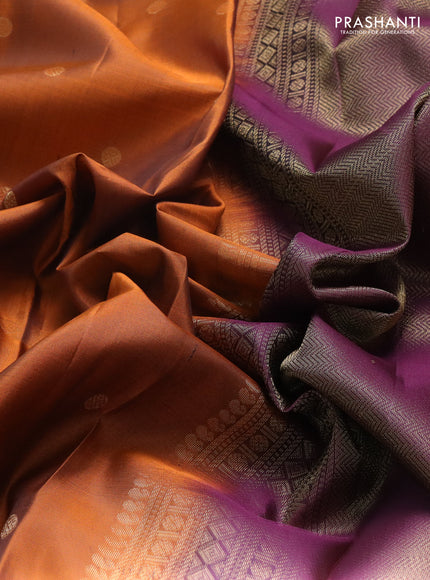 Pure soft silk saree rust shade and wine shade with zari woven buttas and rettapet zari woven border