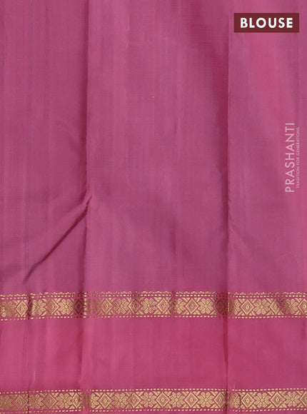 Pure soft silk saree teal blue and peach with allover checked pattern and rettapet zari woven border