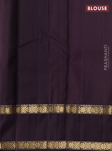 Pure soft silk saree mild peach pink and deep jamun with allover checked pattern and rettapet zari woven border