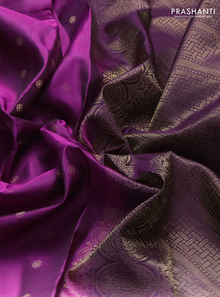 Pure soft silk saree purple and dark purple with allover zari woven buttas and rettapet zari woven border