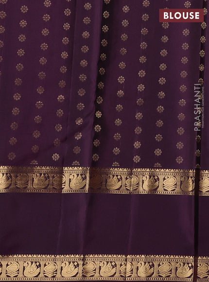 Pure soft silk saree purple and dark purple with allover zari woven buttas and rettapet zari woven border