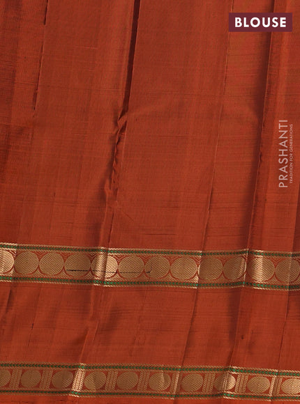 Pure soft silk saree blue and rustic orange with zari woven buttas and rettapet zari woven border