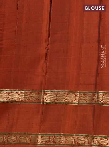 Pure soft silk saree maroon and rustic orange with zari woven buttas and rettapet zari woven border