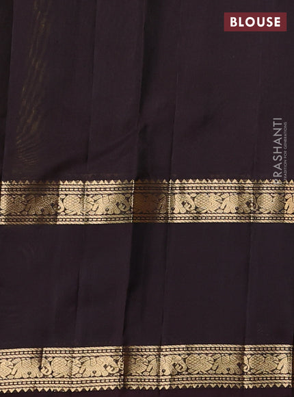 Pure soft silk saree lime yellow and coffee brown with allover zari stripe pattern and long rettapet zari woven border