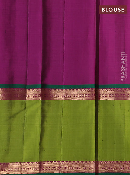 Pure soft silk saree violet and purple light green with annam & rudhraksha zari woven buttas and long rettapet zari woven border