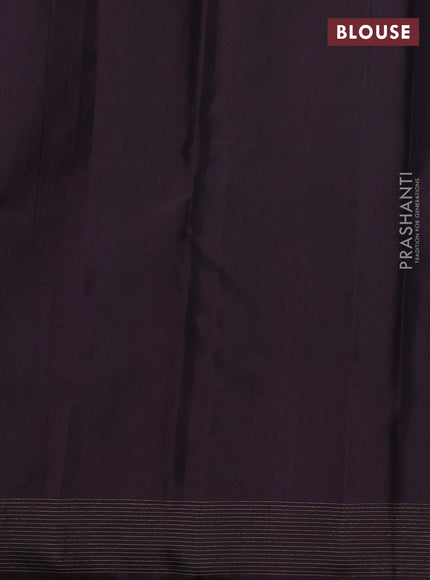 Pure soft silk saree dark magenta pink and coffee brown with allover zari stripe pattern and zari woven annam butta border