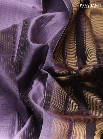 Pure soft silk saree pastel purple and wine shade with allover zari checked pattern and zari woven annam butta border