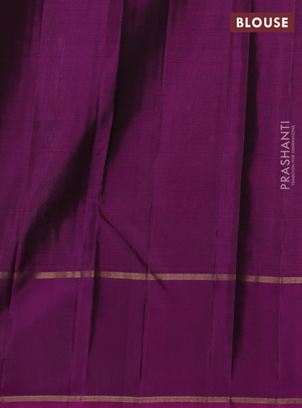 Pure soft silk saree light green and purple with allover silver & gold zari woven butta weaves and rettapet zari woven butta border