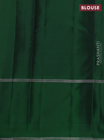 Pure soft silk saree dual shade of pinkish orange and green with allover silver & gold zari woven butta weaves and rettapet zari woven butta border