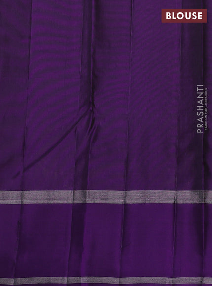 Pure soft silk saree yellow and violet with allover thread weaves & zari buttas and rettapet zari woven border