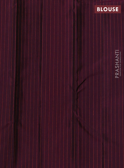 Pure soft silk saree wine shade with allover thread woven brocade weaves and temple design simple border