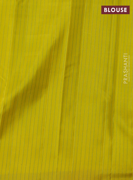 Pure soft silk saree lime yellow with allover thread woven brocade weaves and temple design simple border