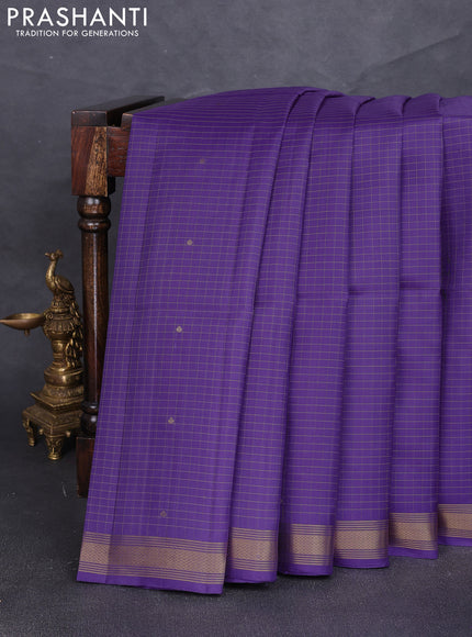 Pure soft silk saree violet with allover checks & zari buttas and zari woven border
