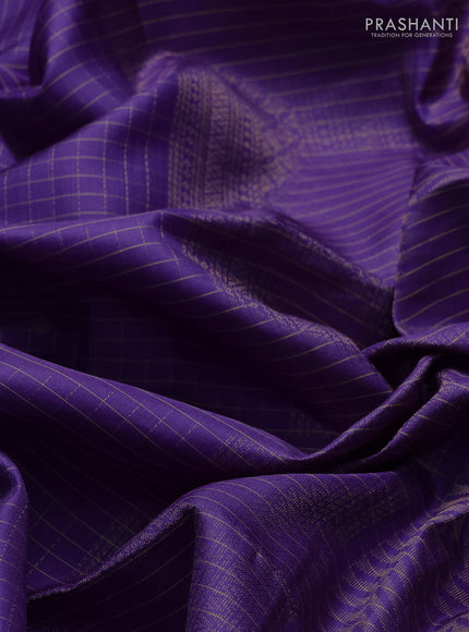 Pure soft silk saree violet with allover checks & zari buttas and zari woven border