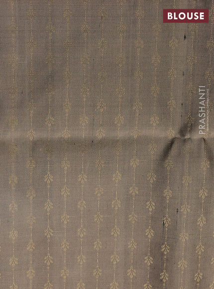 Pure soft silk saree black and chikku shade with zari woven buttas and rich zari woven border