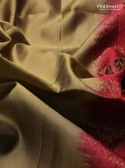 Pure soft silk saree elaichi green and maroon with zari woven buttas and rich zari woven border