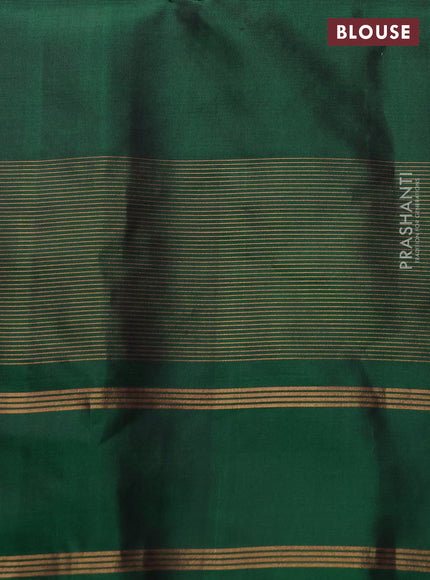 Pure soft silk saree wine shade and green with allover thread checked pattern and long rettapet zari woven border